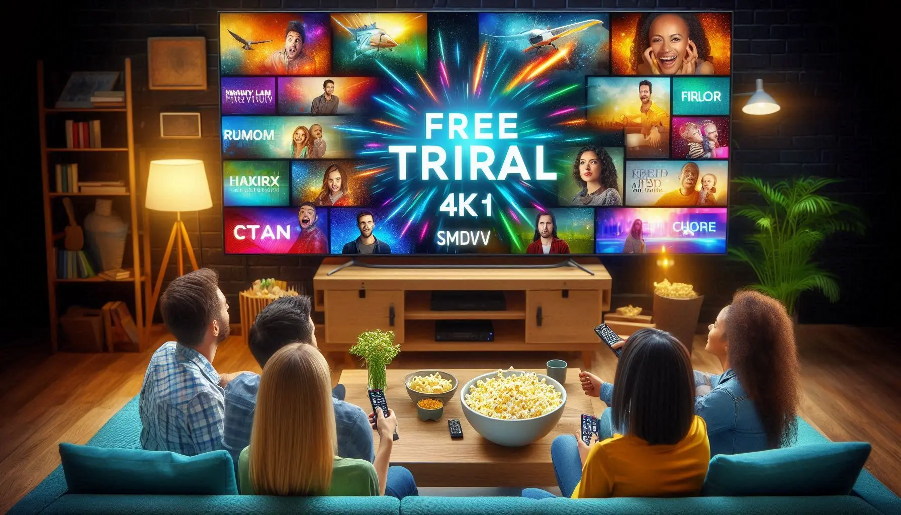 IPTV 4K free trial offering ultra HD streaming of channels, sports, and movies.